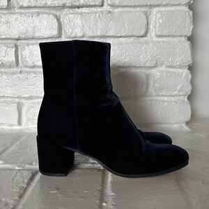 Blue Velvet Ankle Boots